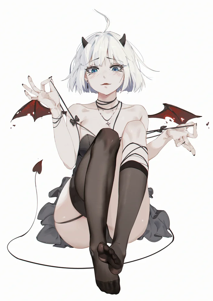 Stockings - Anime Art, Аниме, Original Character, Чулки, Девушка с рогами, Хвост