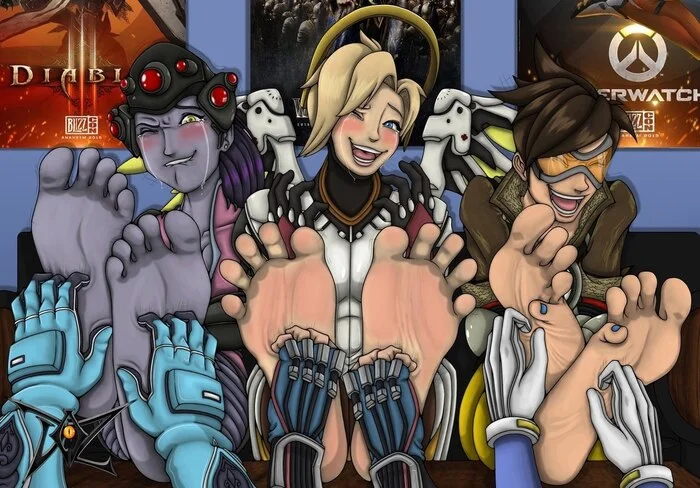 I'll tickle you to death! - Foot fetish, Feet, Overwatch, Overwatch 2, Mercy, Tracer, Blizzard