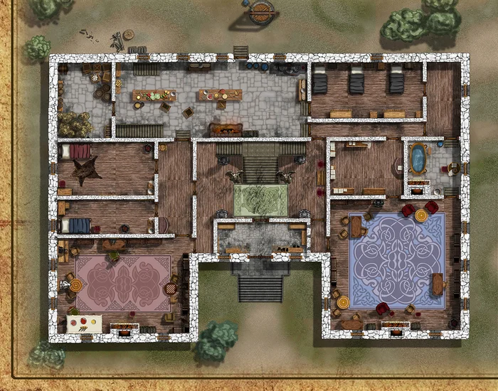 DnD Map. Treasure of the Dragon Queen. Hunting Lodge. 2 floors. 34x20 - My, Cards, Our NRI, RPG, Board games, Dungeons & dragons, Dnd 5, Longpost