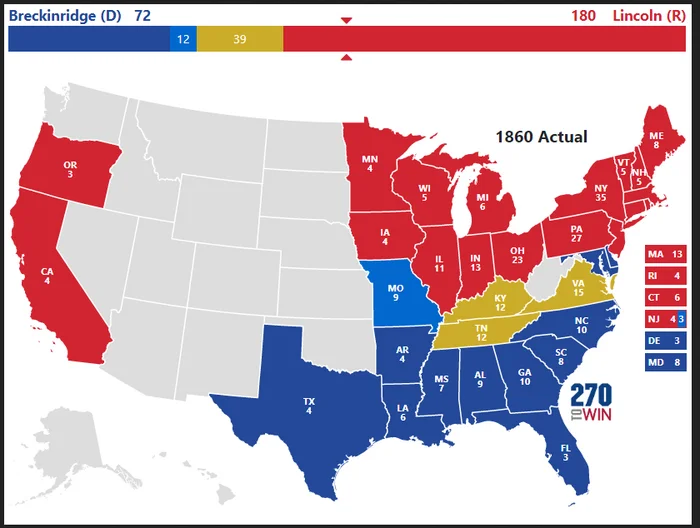 1860 US Election Maps - USA, Politics, History (science), Elections, Lincoln, Abraham Lincoln, US elections, Longpost