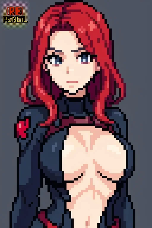 Black Widow - My, Art, Walt disney company, Girls, Women, Marvel, Black Widow, Superheroes, Pixel Art, Drawing, Longpost