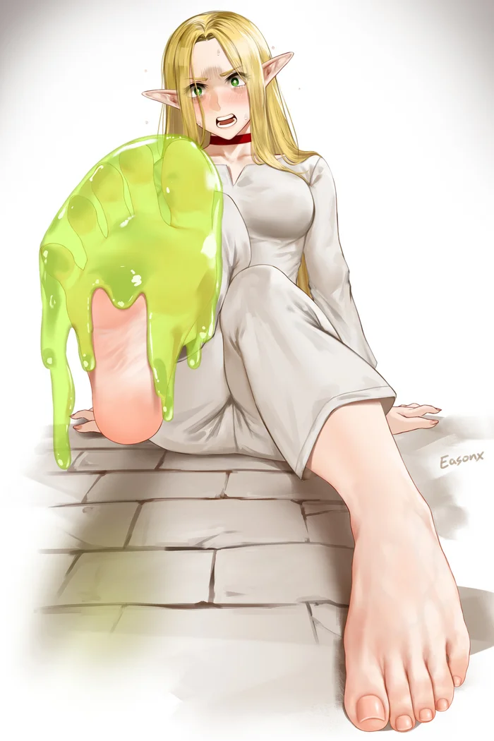 Yummy - Anime, Anime art, Marcille Donato, Dungeon Meshi, Easonx, Foot fetish, Mucus, Longpost