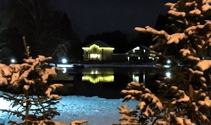 House by the lake - My, The photo, Landscape, Lake, Beautiful view, Night, Reflection