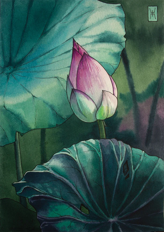 I show watercolors. Lotuses - set - My, Watercolor, Traditional art, Painting, Illustrations, Art, Poster, Longpost