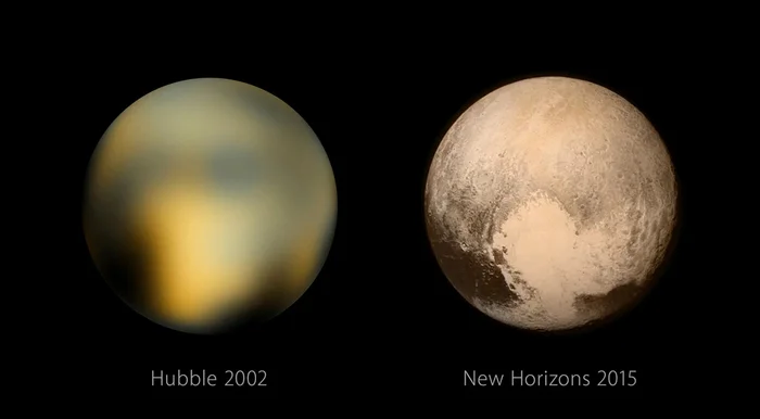 Pluto in reality and Pluto in a telescope - My, Space, NASA, Technologies, Inventions, Cosmonautics, Pluto, Hubble telescope, Satellites, Astrophysics