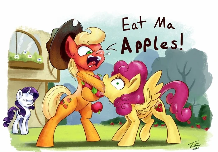 You see, she doesn't like apples! ... - My little pony, Applejack, Rarity, Strawberry Sunrise