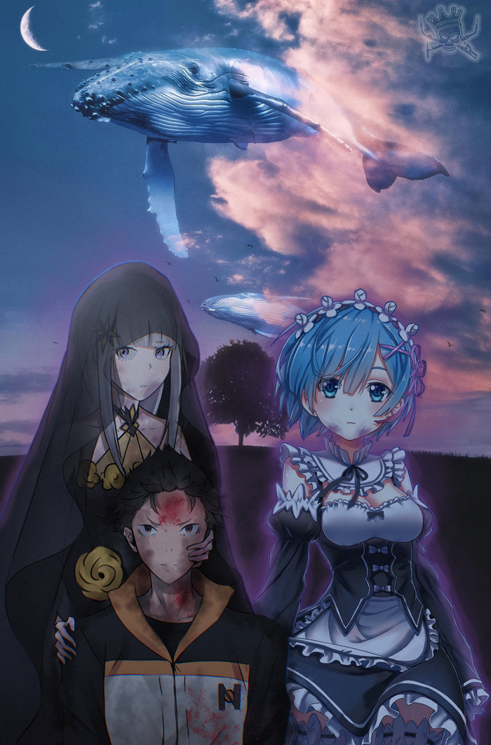       Re:Zero. ...  - ,   Photoshop, , , Re:Zero Kara, Rem (Re:Zero Kara), Satella, Natsuki Subaru