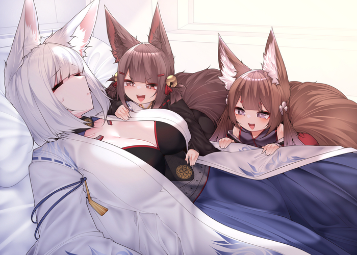   Samip, , , Anime Art, Azur Lane, Animal Ears, , , Amagi, Akagi, Kaga