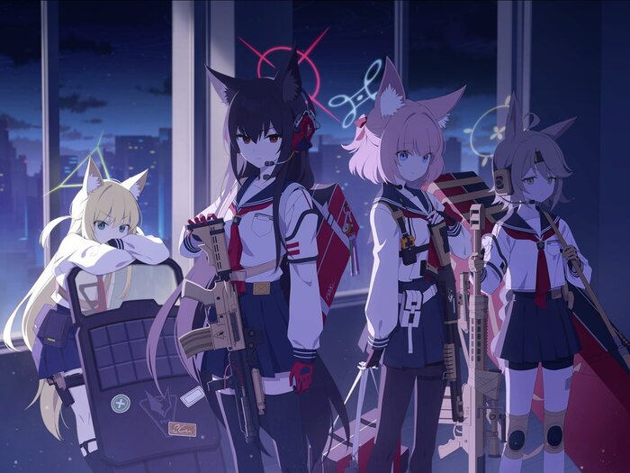 SRT FOX Anime Art, , , , Blue Archive, Shichido Yukino, Niko (Blue Archive), Kurumi, Animal Ears, , , YouTube, Otogi (Blue Archive)
