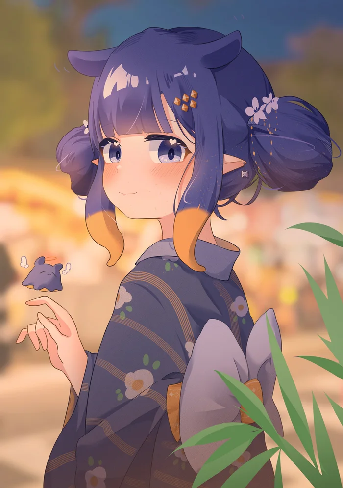 Ina - Anime, Anime art, Virtual youtuber, Ninomae Inanis, Hololive, Yukata