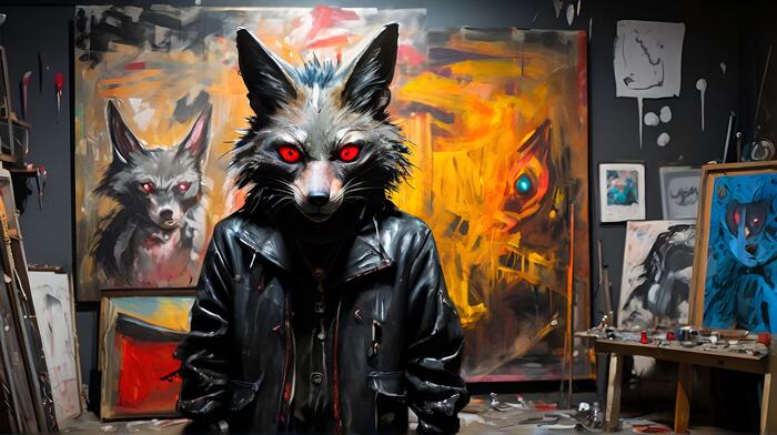 Furry art by Wolfmks #181 - My, Neural network art, Art, Furry, Furry art, Furry male, Longpost, Furry jackal