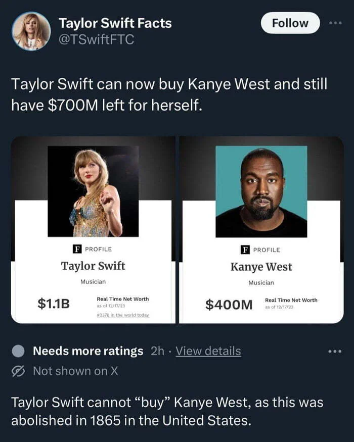 Legal education - Taylor Swift, Kanye west, Historical humor, Comments, Celebrities, Screenshot, Twitter, Purchase, Racist humor, Slavery