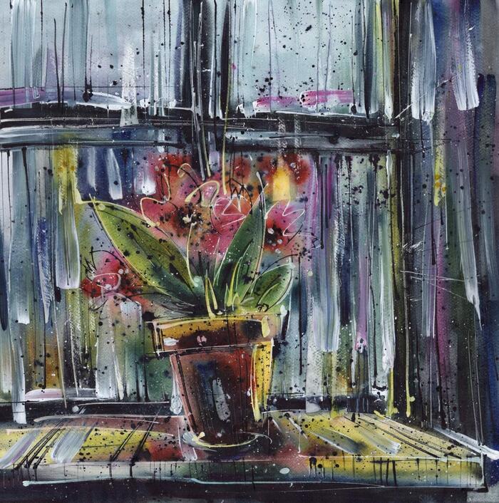 Still life - My, Watercolor, Acrylic, Paper, Still life, Flowers, Drawing