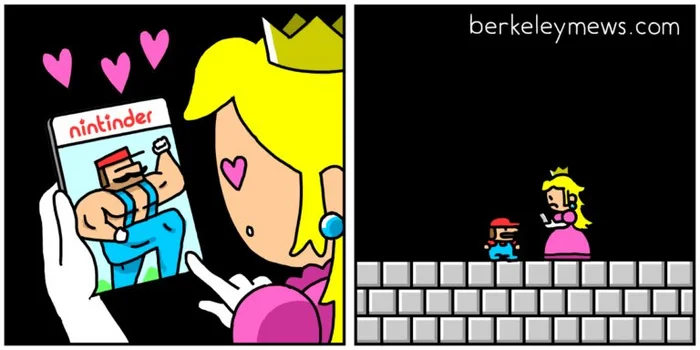 Ninthinder - Comics, Humor, Mario, Tinder, Date, Princess, Berkeleymews, Repeat