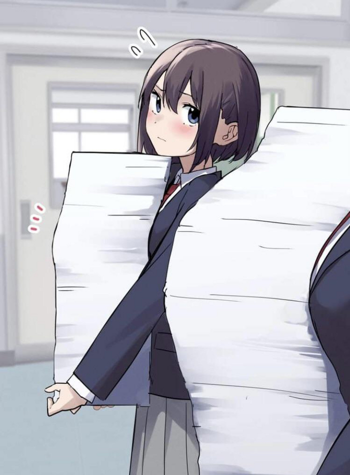 A heavy burden - Anime, Anime art, Anime memes, Boobs, Seifuku