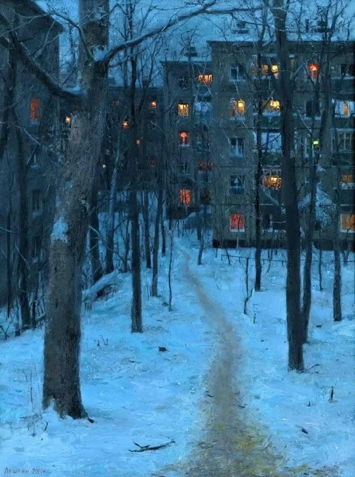 Artist Evgeny Lushpin. ... God, how similar it is to old Solomenka in Kyiv. )) - Painting, Kiev, Khrushchev, Evgeny Lushpin