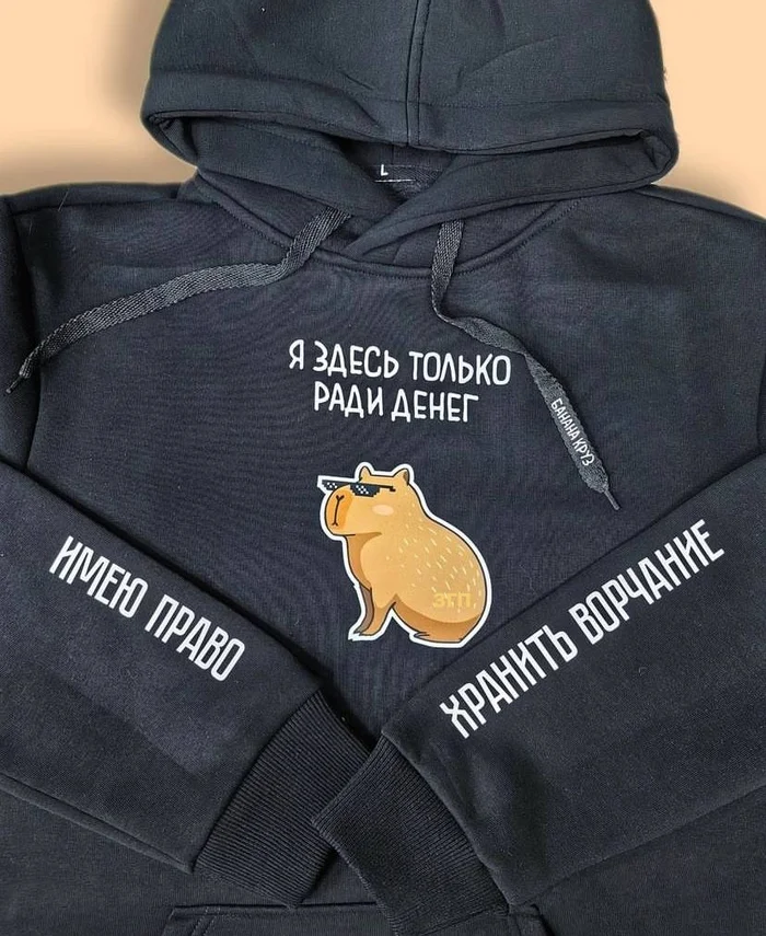 I have the right to keep my grumbling - Screenshot, Picture with text, Creative, The gods of marketing, Humor, Capybara, Inscription, Hoodie