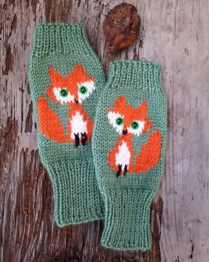 Fox mittens and jacquard pattern for them - Scheme, Pattern diagram, Jacquard, Handmade, Needlework, Knitting, Mitts, Winter clothing, Needlework with process, Longpost