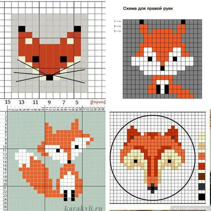Митенки лисички и узор жаккард к ним - Схема, Схема узора, Жаккард, Ручная работа, Рукоделие, Вязание, Митенки, Зимняя одежда, Рукоделие с процессом, Длиннопост