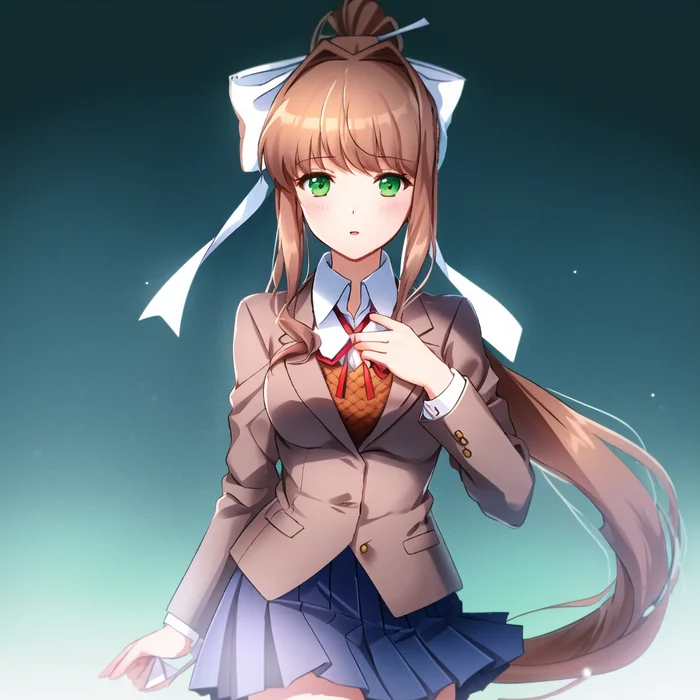 Just Monika - My, Anime art, Anime, Stable diffusion, Neural network art, Just monika, Monika, Doki Doki Literature Club