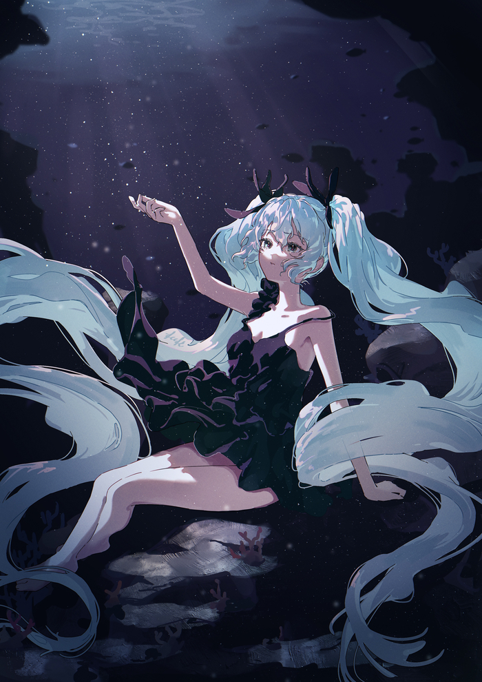 Deep Sea Girl Hatsune Miku, Vocaloid, Anime Art, Vocaloid Art, Deep Sea Girl