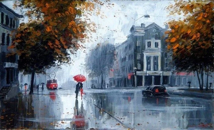 Painting by Alexander Bolotov depicting stormy Petersburg - Art, Saint Petersburg, Autumn, Painting, Painting