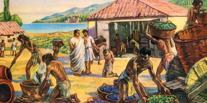 Рабы на сборе урожая в античной Южной Европе