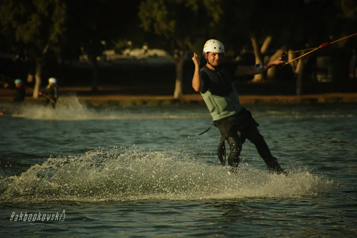 Pre-sunset skiers to you - My, The photo, Wakeboarding, The park, Beautiful view, Lake, Tel Aviv, Longpost