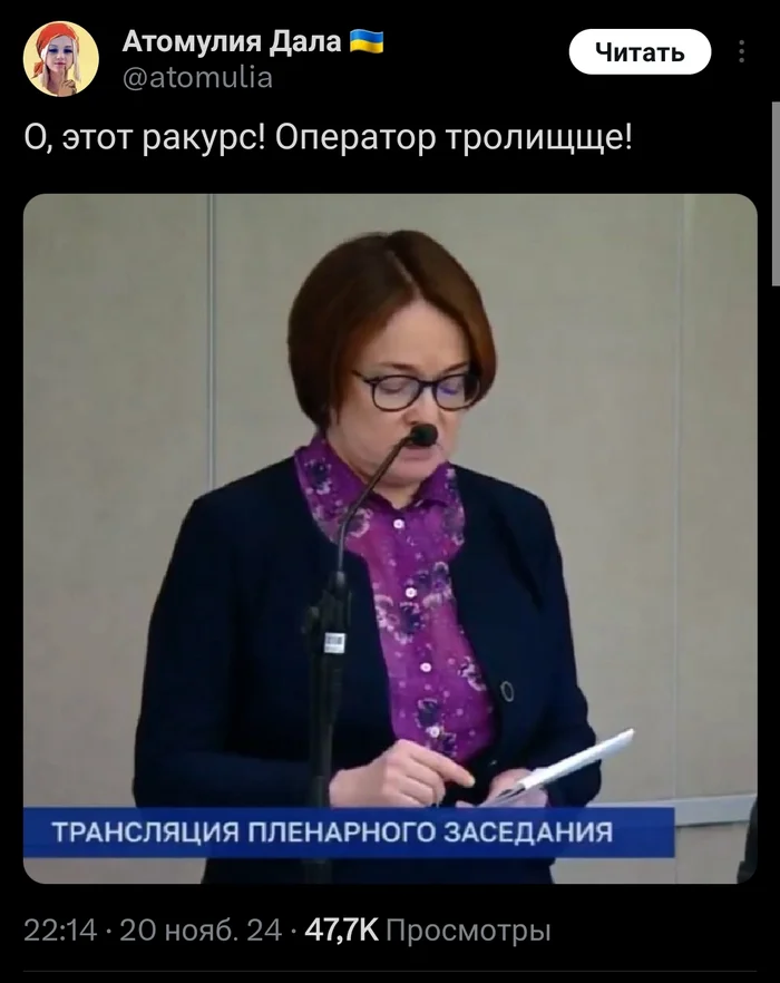 Has Elvira been here yet? - Elvira Nabiullina, It seemed, Усы, Adolf Gitler, Twitter, Politics, Foreshortening