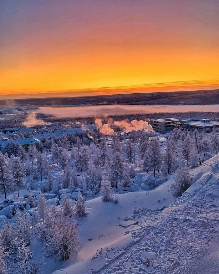 Закат на Айхалом, Якутия - Якутия, Снег, Фотография, Закат