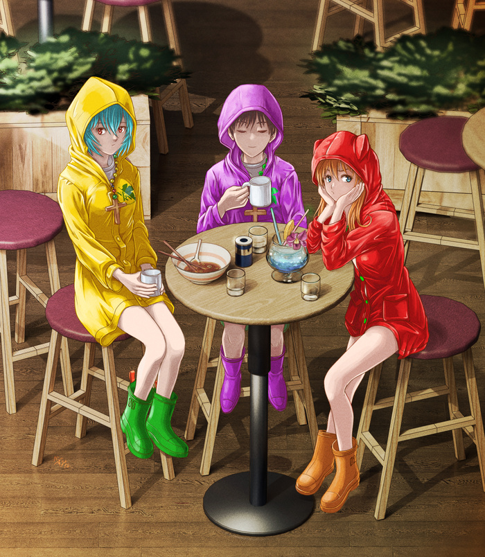         Evangelion, Asuka Langley, Shinji Ikari, Rei Ayanami, Anime Art, , , Luce