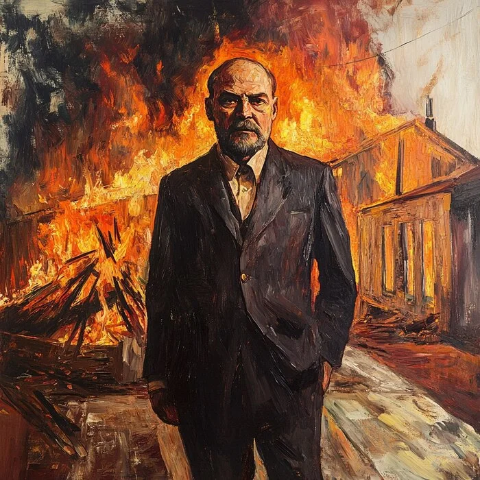 Lenin's hut was burned in Russia - Lenin, Hut, Fire, Enemy