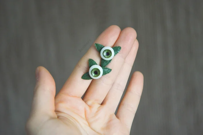 Stud Earrings Lure Flowers - My, Polymer clay, Лепка, Dont starve, Handmade, Needlework without process, Decoration, Earrings