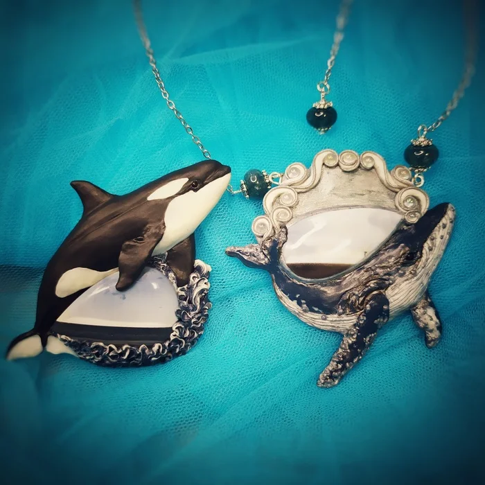 Cold and wet - My, Polymer clay, Лепка, Decoration, Handmade, Needlework without process, Pendant, Brooch, Whale, Killer whale, Miniature, Longpost