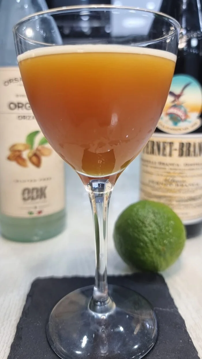 Fernet-Branca and a delicious cocktail based on it. Fernet Me Not N3 - My, Alcohol, Cocktail, Alcoholic cocktail, Bar, Preparation, Beverages, Longpost