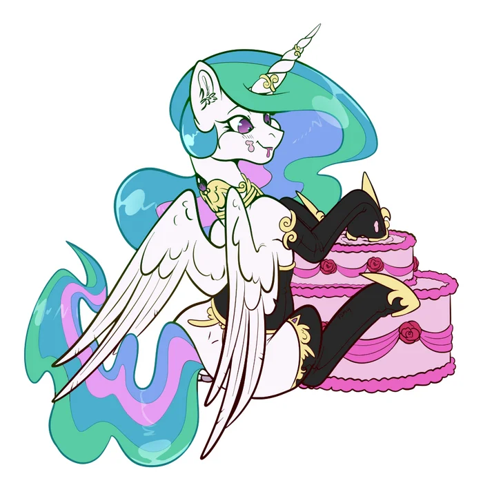 Лошадь с тортом - My Little Pony, PonyArt, MLP Edge, Princess Celestia, MLP Носочки