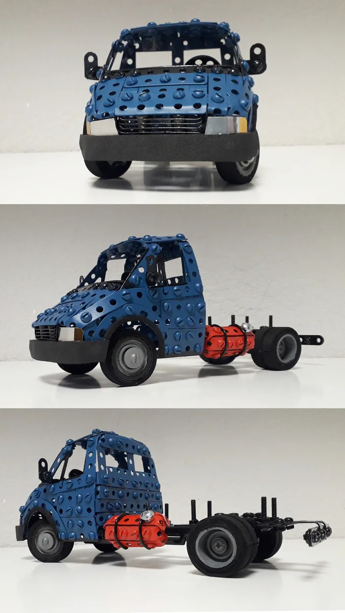 GAZ-3302 from a metal construction set in progress - My, Gazelle, Gas, Truck, Modeling, Scale model, Constructor