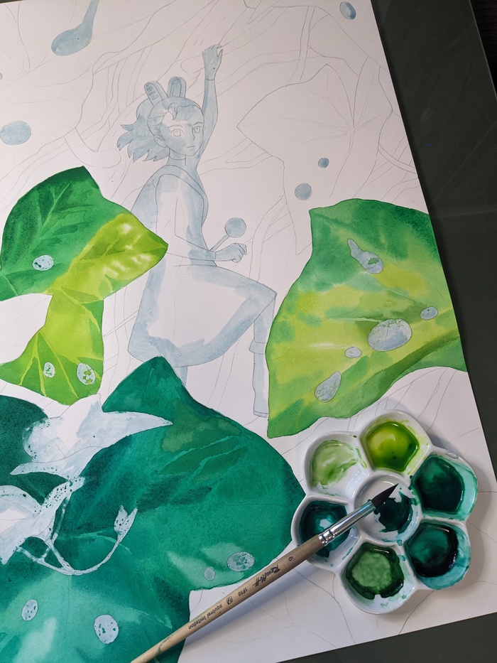 Акварельный процесс показываю. Ариэтти