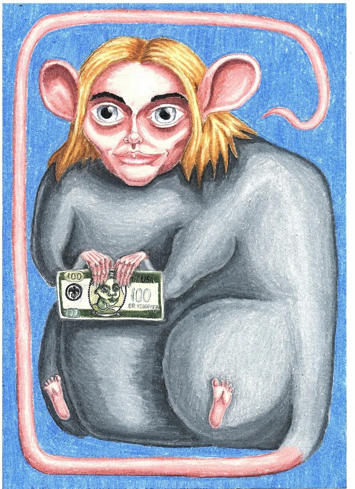 Family - My, Painting, Drawing, Beginner artist, Artist, Art, Tambov, Russia, Rat, Animals, Dollars, Money, Politics, Colour pencils, Portrait, Art, Modern Art, Illustrations