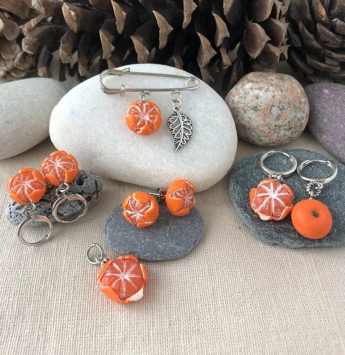 Tangerine season - My, Tangerines, Polymer clay, Needlework with process, Decoration, Лепка, Miniature, Longpost, Friday tag is mine