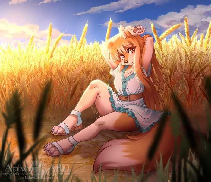 Holo - Furry, Anthro, Art, Furry wolf, Abluedeer, Holo, Spice and wolf