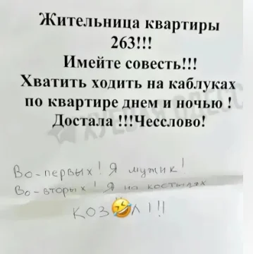 Имейте совесть - Скриншот, Объявление, Каблуки, Костыли, Стук, Повтор, Соседи