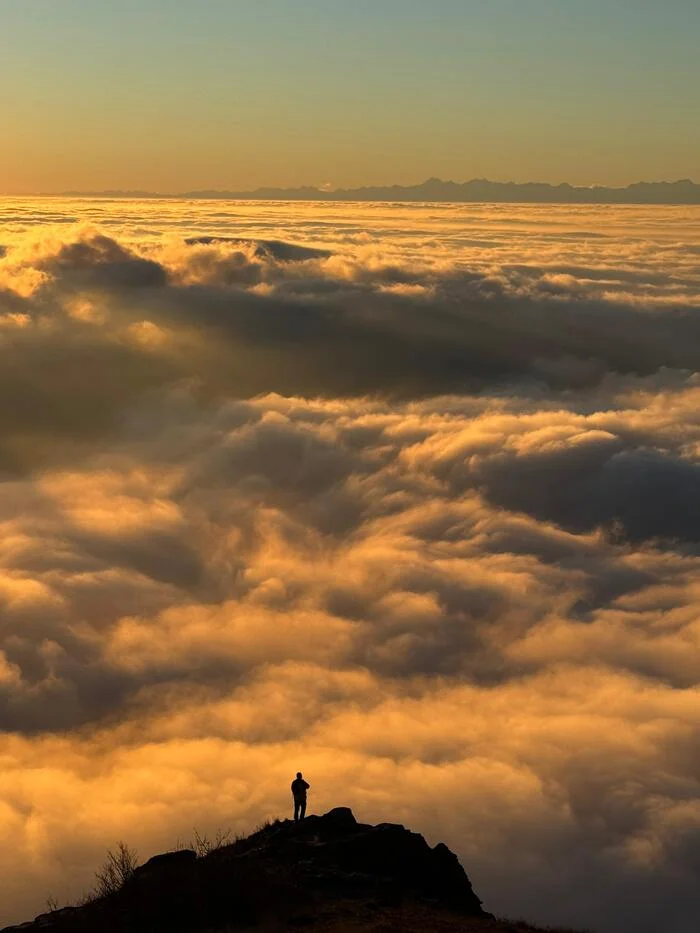 Sunset - Sunset, Caucasus mountains, Fog