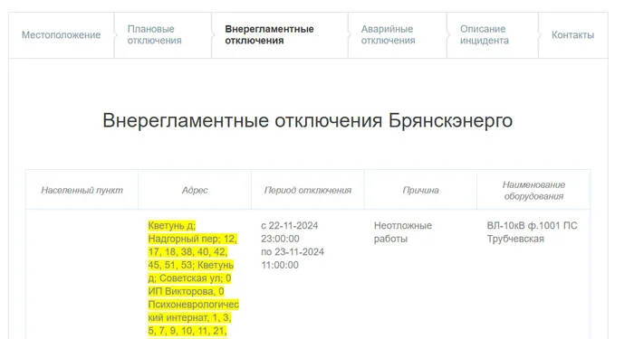 Unscheduled outages of Bryanskenergo - My, Mrsk, Power outage