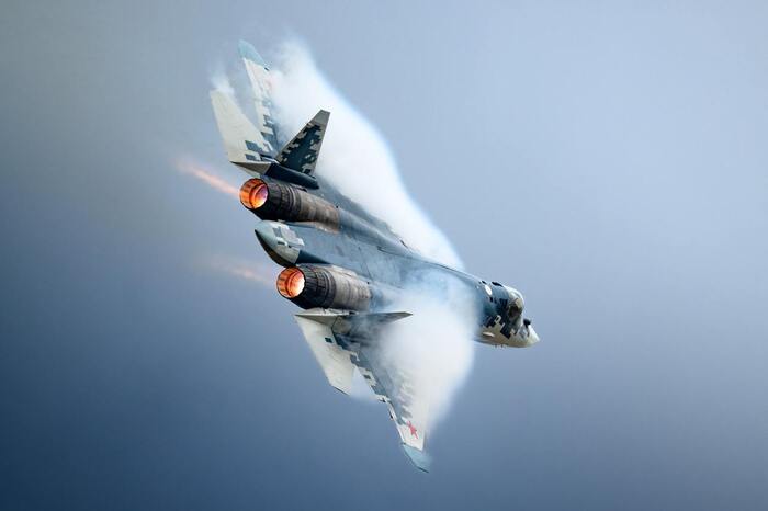 Su-57 - Aviation, Airplane, Flight, Fighter, Military aviation, Sou, Su-57, Pilot, Military equipment, Air Show, Russia, The photo