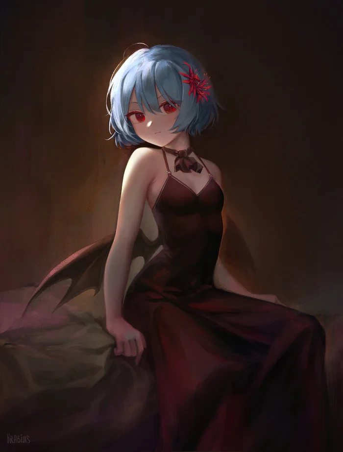 Scarlet Lady - Touhou, Remilia Scarlet, Anime Art, Game Art, Аниме, Игры, Вечернее платье, Чокер, Ликорис