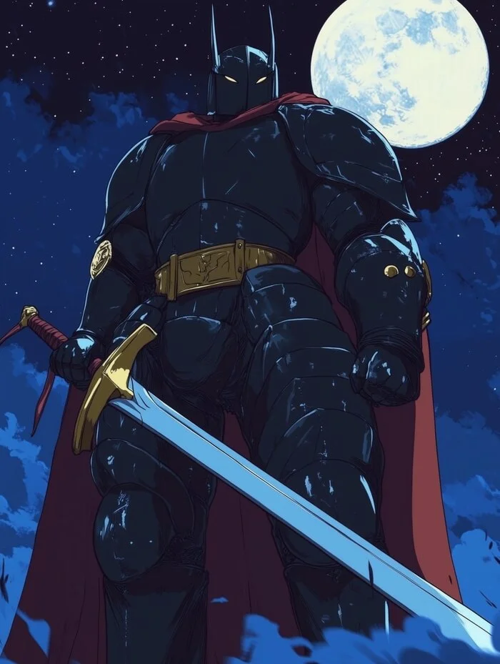 Knight under the moon - The Dark Knight, moon, Art