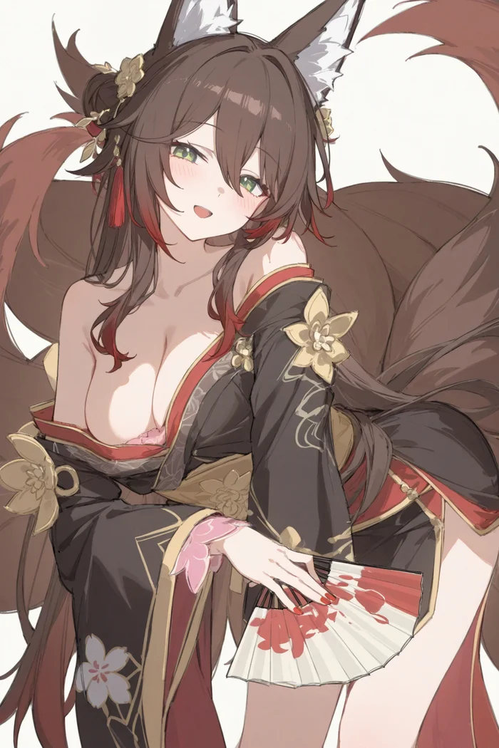 Multi-tailed fox - Anime art, Anime, Girls, Games, Honkai: Star Rail, Fugue (Honkai: Star Rail), Animal ears, Neural network art, Boobs