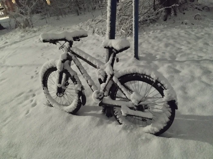 Velo Snowman - My, A bike, Winter, Vologda, snowman, Колесо, Cyclist, The photo