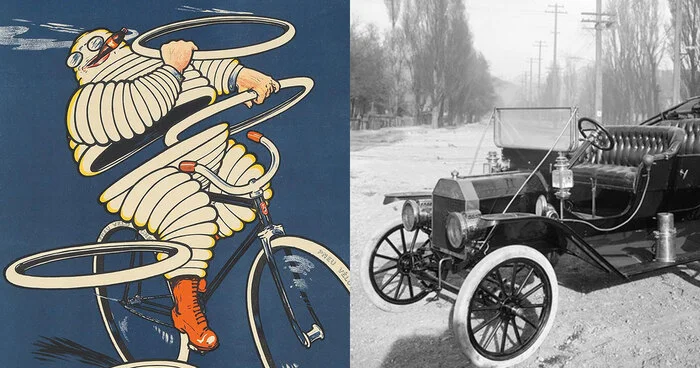 The Michelin Man is white because rubber tires were originally white. - Auto, Колесо, Rubber, Telegram (link), Past, Tires, Want to know everything, Car history, Peekaboo